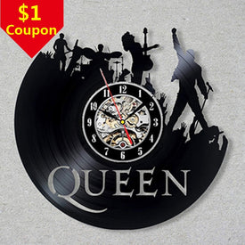 Orologio da parete Queen Rock Band Design moderno Tema musicale Orologi classici con dischi in vinile Orologio da parete Decorazioni per la casa d'arte Regali per musicisti
