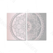 Cargar imagen en el visor de la galería, Póster de lienzo abstracto con Mandala rosa y gris degradado, arte de pared bohemio, cuadro decorativo, decoración moderna para sala de estar