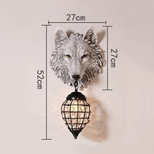 Resin Wolf Wall Lamps Vintage Wall Sconce Light Fixtures for Living Room Bedroom Loft Industrial Lamp Home Art Decor Led Light