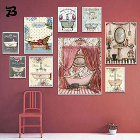 Картина на холсте, настенная живопись, винтажный абстрактный стиль, викторианский потертый принт, домашний декор для ванной комнаты, постеры для декора ванной комнаты