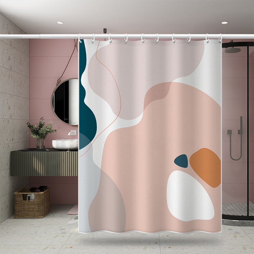 Nordic wind Abstract Art shower curtain waterproof polyester fabric bath curtain Morandi color block curtains for bathroom decor