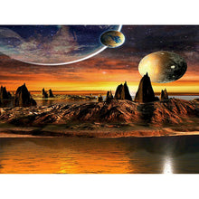 Cargar imagen en el visor de la galería, Gatyztory marco espacio DIY pintura por números paisaje pintura al óleo pintada a mano dibujo sobre lienzo decoración de la pared del hogar 60x75cm