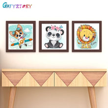 Cargar imagen en el visor de la galería, Cuadro GATYZTORY con animales bonitos, pintura de números DIY, cuadro de arte de pared moderno, pintura para niños con números, regalo único para decoración del hogar