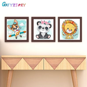 GATYZTORY Frame Cute Animals DIY Numbers Painting Modern Wall Art Picture Kids Paint With Numbers Unique Gift For Home Decor Art