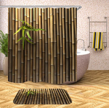 Charger l&#39;image dans la galerie, Rideaux de douche en bois 3D rideaux de douche en tissu imperméable avec crochets rideau de salle de bain rideau de bain drôle ou tapis