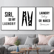 Cargar imagen en el visor de la galería, Hacer mi lavandería baño decoración cita arte cartel lavandería habitación pared imagen pinza de ropa lienzo pintura decoración del hogar impresiones HD2820