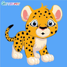 Cargar imagen en el visor de la galería, Cuadro GATYZTORY con animales bonitos, pintura de números DIY, cuadro de arte de pared moderno, pintura para niños con números, regalo único para decoración del hogar