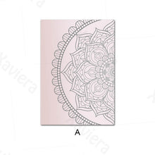 Cargar imagen en el visor de la galería, Póster de lienzo abstracto con Mandala rosa y gris degradado, arte de pared bohemio, cuadro decorativo, decoración moderna para sala de estar