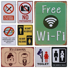 Wc Free Wifi Toilet No Smoking Vintage Metallschild Poster Plakette Blechschilder Eisenmalerei Pub Club Toilette Toilette Dekorplatten