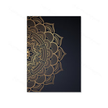 Загрузите изображение в программу просмотра галереи, Черное золото, современная мандала, абстрактные постеры, холст, картина, настенная живопись, печать, фотографии для гостиной, спальни, интерьер, домашний декор