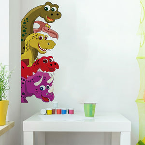Pegatinas de pared de dinosaurio de dibujos animados extraíbles para decoración de puerta, calcomanías de vinilo para habitación de niños, guardería, murales artísticos para pared, decoración del hogar