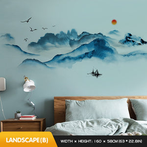 Landscape Ink Painting Wall Sticker Bedroom Bedside Decor Self-adhesive Stickers Living Room Decoration Wall Decor Home Decor