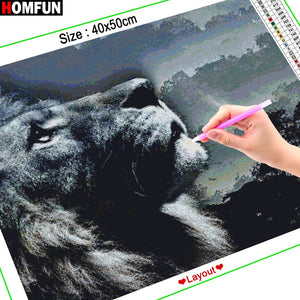 HOMFUN Diy 5d Diamond Painting &quot;Animal lion&quot; Cross Stitch Square Round Diamond Embroidery Handwork Rhinestone Art A27339