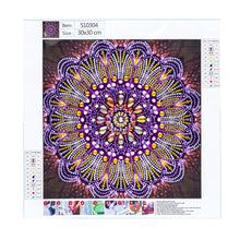 Cargar imagen en el visor de la galería, Pintura de diamante DIY 5D Diamante de imitación de forma especial, Flor de mandala, Juego de pintura de diamante de cristal de diamante parcial