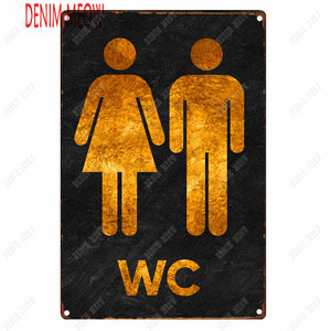 Vintage Toilet Sign Funny Personalized Washroom Metal Tin Signs WC Lavatory Wall Art Bathroom Decor Restroom Wall Plates WY156