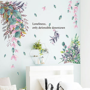 Pegatinas de pared de hojas multicolor nórdicas para sala de estar, dormitorio, calcomanías de vinilo ecológicas para pared, murales artísticos, póster para decoración del hogar