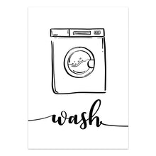 Load image into Gallery viewer, Laundry Shop Wash Dry Press Poster Sign Wall Art Pictures Decor Black White Prints Canvas Painting for Bathroom Cuadros