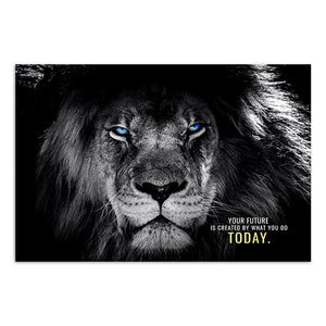 Thunder Lion Letter Motivational Quote Art Posters Wild Lions Canvas Painting Modern Wall Art Pictures For Office Home Decor