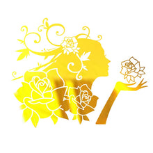 Cargar imagen en el visor de la galería, Pegatinas de pared de espejo acrílico de hada de las flores, pegatinas de pared 3D para dormitorio, sala de estar, hogar, pegatinas de decoración atística de pared DIY