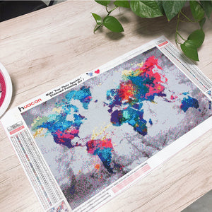 HUACAN Full Square Diamond Painting World Map 5D DIY Diamond Embroidery Sale Landscape Mosaic Picture Of Rhinestone Home Decor