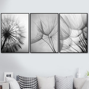 Abstract Dandelion Wall Art Canvas Painting Poster Modern Black White Life Quote Art Wall Print Picture Living Room Decor YX144