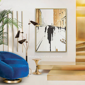 Image dorée peinte à la main peinture à l'huile abstraite de haute qualité Art mural sur toile art abstrait peinture à l'huile d'or pour le salon