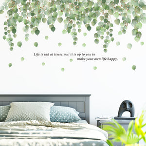 Grandi adesivi murali vite verde per camera da letto, soggiorni, divani, TV, sfondo, decorazioni murali, foglie, piante, adesivi murali, decorazione domestica