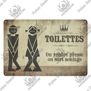 Putuo Decor Toilet Sign Vintage Funny Metal Tin Sign WC Lavatory Toilettes Wall Art Bathroom Restroom Toilet Wall Decoration