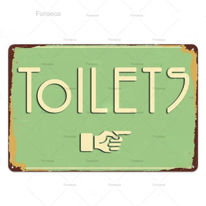 Japan Style Toilet Sign Plaque Metal Vintage Bathroom Metal Sign Tin Sign Wall Decor For Toilet Bathroom Restroom