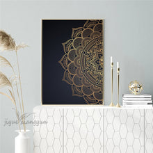 Загрузите изображение в программу просмотра галереи, Черное золото, современная мандала, абстрактные постеры, холст, картина, настенная живопись, печать, фотографии для гостиной, спальни, интерьер, домашний декор