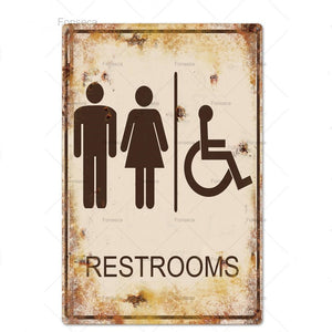 Japan Style Toilet Sign Plaque Metal Vintage Bathroom Metal Sign Tin Sign Wall Decor For Toilet Bathroom Restroom