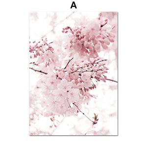 Fleurs de cerisier pivoine oeillet fleur montagne nordique affiches et impressions mur Art toile peinture mur photos pour salon