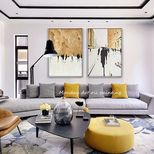 Goldenes Bild Handgemaltes hochwertiges abstraktes Ölgemälde Wandkunst auf Leinwand Kunst Abstraktes Goldölgemälde für Wohnzimmer