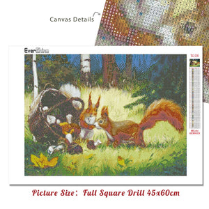 Evershine 5D Diamond Painting Animals Squirrel Diamond Embroidery Full Square Diamond Mosaic Cross Stitch Landscape Home Decor