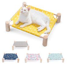 Cargar imagen en el visor de la galería, Cama elevada para gatos, hamacas para gatos, cama de lona de madera, cama de salón para gatos pequeños, conejos, gatos, perros, lona duradera, suministros para el hogar para mascotas