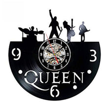 Carica l&#39;immagine nel visualizzatore della Galleria, Orologio da parete Queen Rock Band Design moderno Tema musicale Orologi classici con dischi in vinile Orologio da parete Decorazioni per la casa d&#39;arte Regali per musicisti