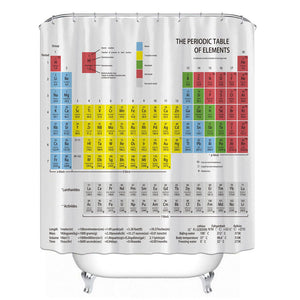 Hot Sale Periodic Table of Elements Shower Curtain Chemical Form Digital Printing Waterproof Shower Curtain Bathroom Products