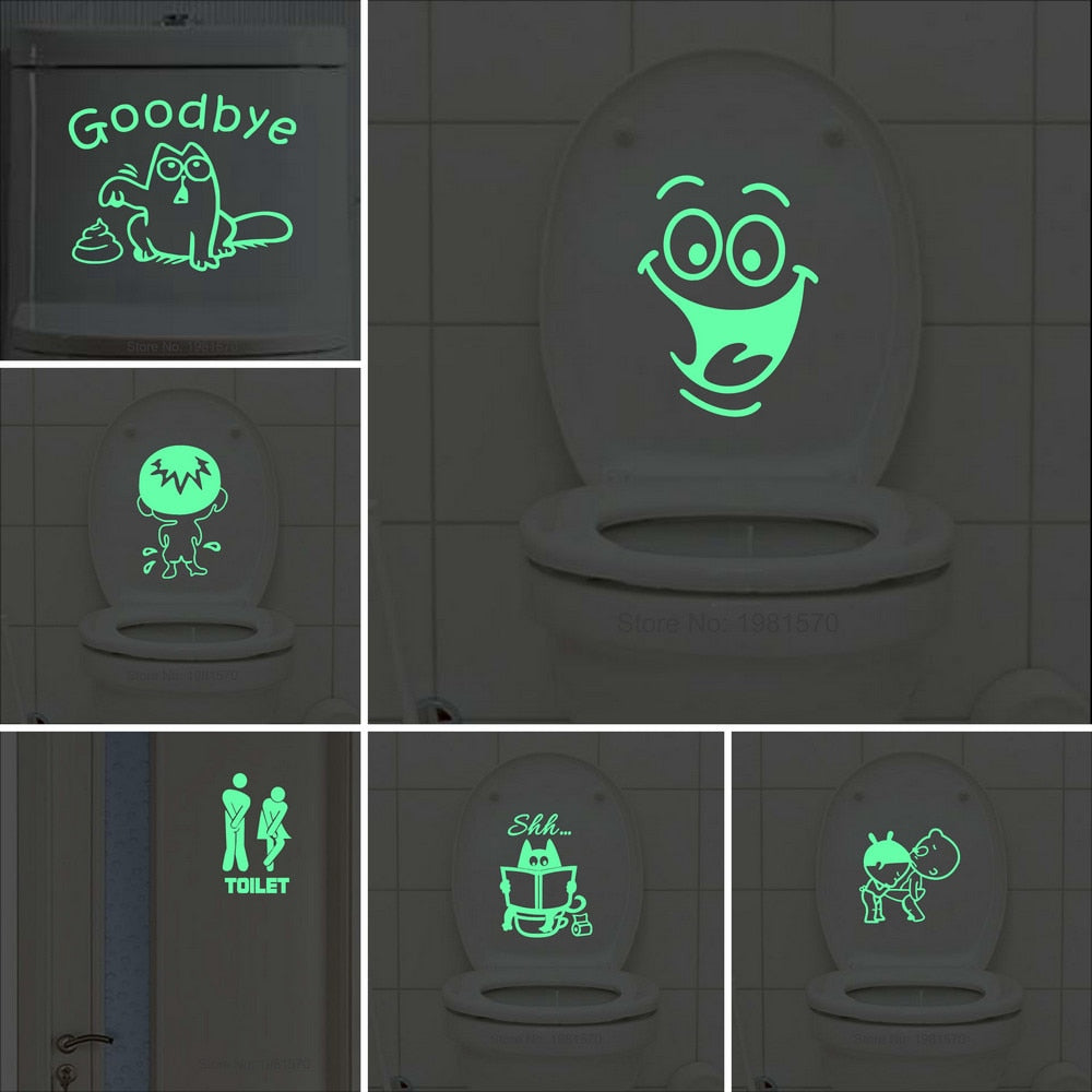 Bathroom Wall Stickers Toilet Home Decoration Removable Wall Decals for Toilet Sticker Decorative Paste Home Decor Glow in Dark