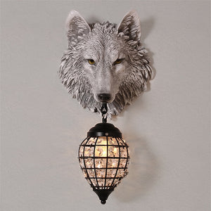 Resin Wolf Wall Lamps Vintage Wall Sconce Light Fixtures for Living Room Bedroom Loft Industrial Lamp Home Art Decor Led Light
