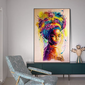 Afrikanische schwarze Frau Graffiti Kunst Poster und Drucke Abstrakte afrikanische Mädchen Leinwand Gemälde an der Wand Kunst Bilder Wanddekoration