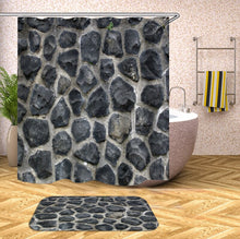 Charger l&#39;image dans la galerie, Rideaux de douche en bois 3D rideaux de douche en tissu imperméable avec crochets rideau de salle de bain rideau de bain drôle ou tapis