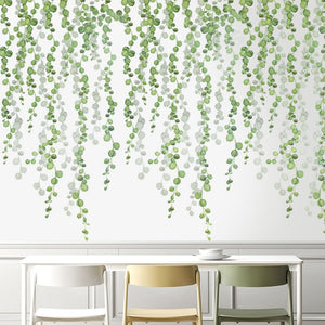 Plants Wall Stickers Green Leaves Wall Decals Wall Paper DIY Vinyl Murals for Kids Bedroom Livingroom Easter Wall Decoration