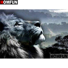 Charger l&#39;image dans la galerie, HOMFUN bricolage 5d diamant peinture &quot;Animal lion&quot; point de croix carré rond diamant broderie travail manuel strass Art A27339