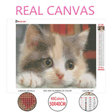 Load image into Gallery viewer, Huacan Diamond Mosaic Animal Diamond Painting Cats Diamond Embroidery Cross Stitch Flowers Picture Of Rhinestones Handcraft