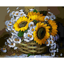Cargar imagen en el visor de la galería, Cuadro sin marco Diy pintura por números girasoles flores pared arte cuadro por número caligrafía y pintura