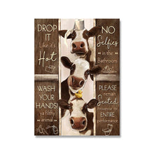 Carica l&#39;immagine nel visualizzatore della Galleria, Regole della toilette Arte della parete Tela Pittura Divertente Bagno Animale Mucca Asino Giraffa Poster e stampe Immagine Bagno Decorazioni per la casa