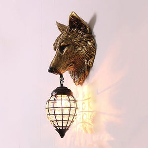 Настенные светильники с изображением волка из смолы, винтажные настенные бра, светильники для гостиной, спальни, лофта, промышленная лампа, домашний художественный декор, светодиодный светильник