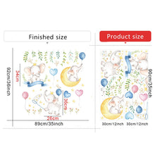 Загрузите изображение в программу просмотра галереи, Наклейки на стену со слоном из мультфильма для детской комнаты, детский сад, Настенный декор, экологически чистые виниловые наклейки на стены из ПВХ, настенная наклейка, домашний декор