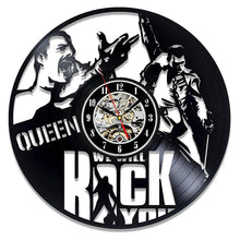 Carica l&#39;immagine nel visualizzatore della Galleria, Orologio da parete Queen Rock Band Design moderno Tema musicale Orologi classici con dischi in vinile Orologio da parete Decorazioni per la casa d&#39;arte Regali per musicisti