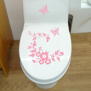 Mariposa flor vid baño pegatinas de pared decoración del hogar papel tapiz calcomanías de pared para inodoro pegatina decorativa decoración del hogar